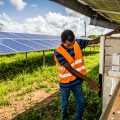 Carrying out a routine inspection of the ground-level solar installation at Central University